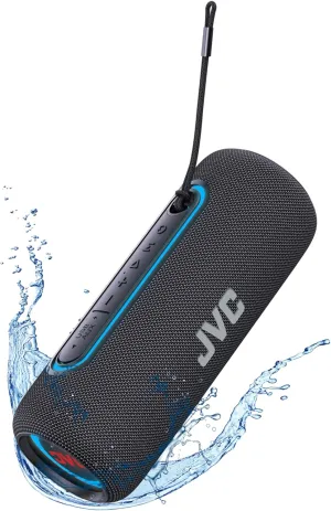 JVC Illuminated Portable Wireless Speaker with 20W max outputs, Dynamic Sound, Bluetooth 5.0, TWS Capability, USB-C, IPX5, AUX in, up to 5-Hour Battery Life - SPPA5BTB (Black)