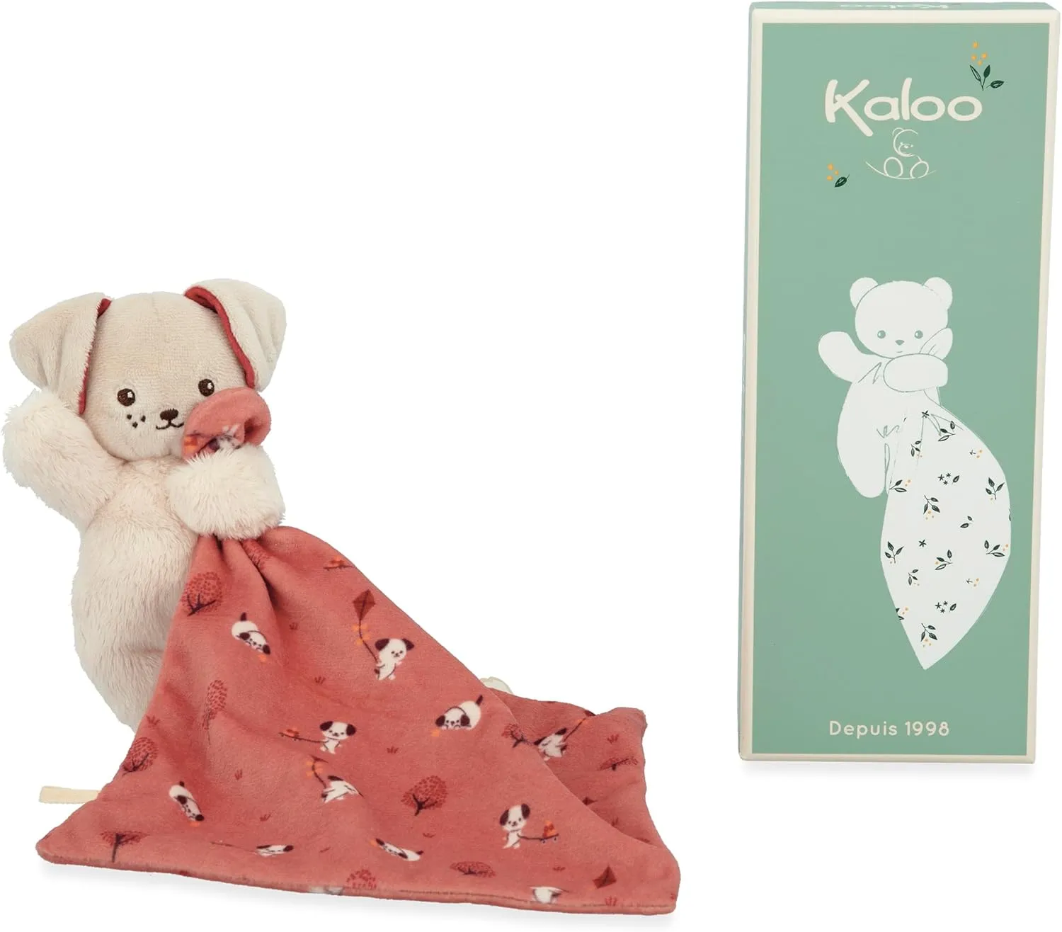 KALOO - Square Douceur - Dog comforter in brick colour - Soft toy - Square 18 x 18 cm Ochre - Eco-friendly materials - FSC gift box - from birth, K226002
