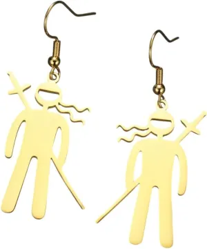 Karate High Kick Drop Earrings Sports Taekwondo Martial Art Dangle Earrings Stainless Steel Jewelry Hers Gym