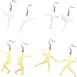 Karate High Kick Drop Earrings Sports Taekwondo Martial Art Dangle Earrings Stainless Steel Jewelry Hers Gym