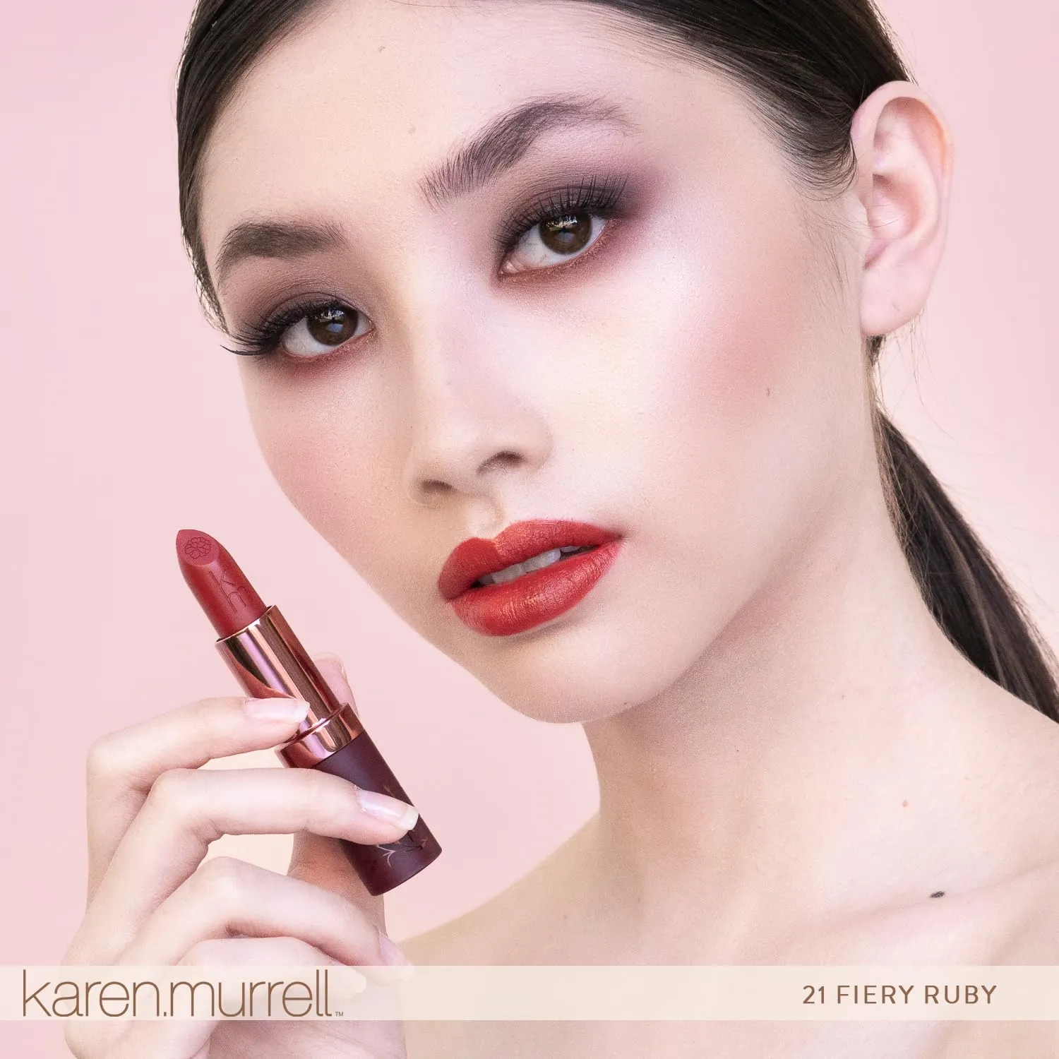 Karen Murrell - Natural Lip Stick - Lipstick 21 Fiery Ruby - Dark Red Lipstick - Matte Finish, 100% Natural Ingredients, Moisturizes & Hydrates Lips - Paraben & Cruelty Free
