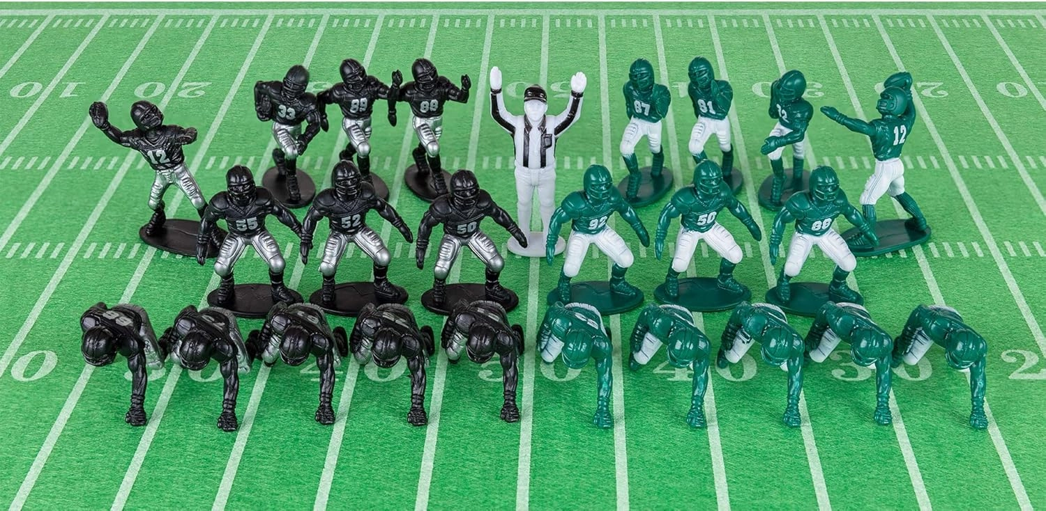 Kaskey Kids Football Guys – Green/Black Inspires Kids Imaginations with Endless Hours of Creative, Open-Ended Play – Includes 2 Teams & Accessories – 28 Pieces in Every Set!