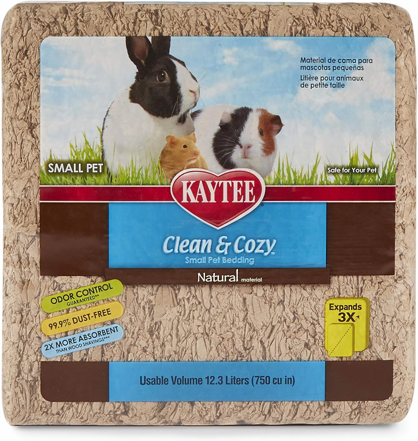 Kaytee Clean & Cozy Natural Small Animal Pet Bedding For Pet Guinea Pigs, Rabbits, Hamsters, Gerbils, and Chinchillas, 12.3 Liters