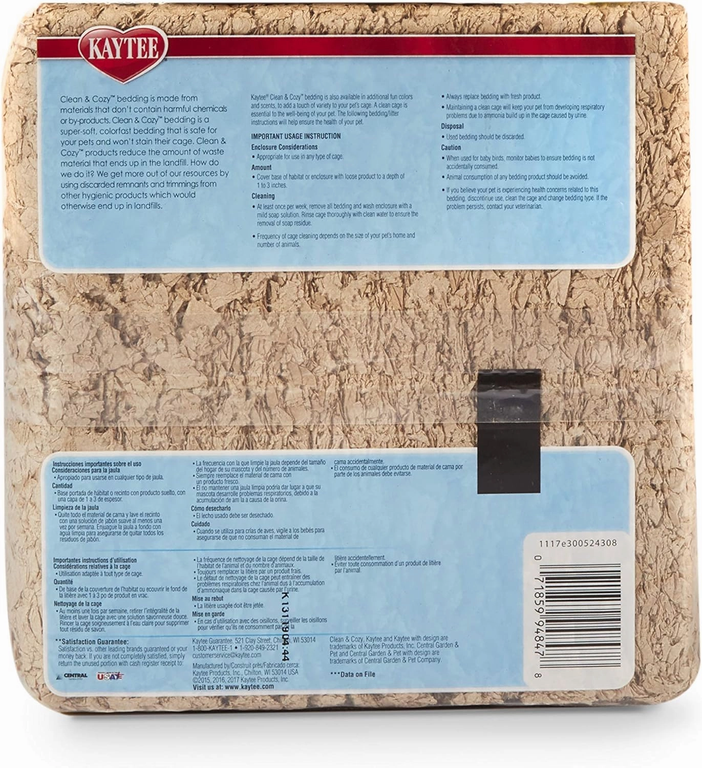 Kaytee Clean & Cozy Natural Small Animal Pet Bedding For Pet Guinea Pigs, Rabbits, Hamsters, Gerbils, and Chinchillas, 12.3 Liters