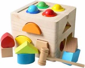KESYOO 1Pc Early Education Wooden Shape Matching Cognitive Development Percussive Blocks for Intelligence Building for Preschoolers