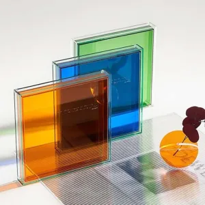 Key Bowl Ornaments Transparent Square Jewelry Organizer Tray Coffee Table Decor Creative Acrylic Decorative Trays Key Phone Coin Change Watches and Candy Tray (Size : Orange)