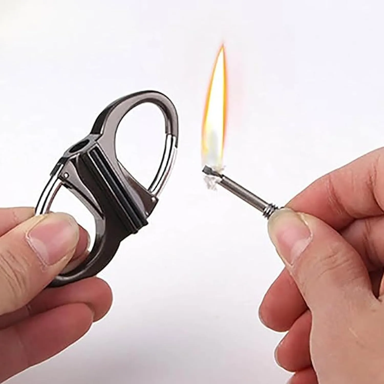 Keychain Lighter, Lighter Key Chain, Metal Match, Fire Starter Key Ring, Reusable Survival Fire Starter Mechanical for Outdoor Emergency Car and Home(Black,3PCS)