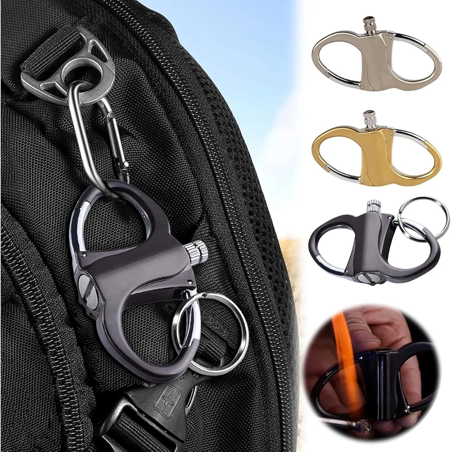 Keychain Lighter，Forever Match Lighter Key Chain，Metal Match Keychains Waterproof Matches，Small and Compact Waterproof Lighters (Black,2pc)