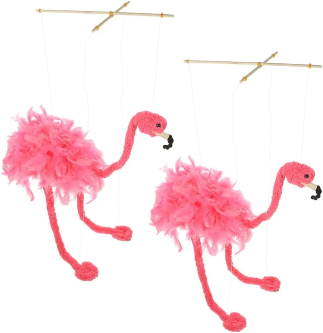 KICHOUSE 2Pcs Flamingo Marionette Puppet Interactive Puppet Show Supplies for Adults for Performances Parties Home Decor and Creative Play