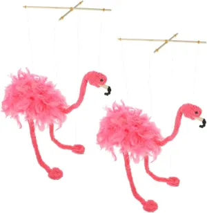 KICHOUSE 2Pcs Flamingo Marionette Puppet Interactive Puppet Show Supplies for Adults for Performances Parties Home Decor and Creative Play