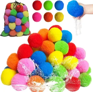 Kiddospace Reusable Water Sponge Balls, 30/60PCS Kiddo Space Water Sponge Balls for Pool Parties, Beach Days, Or Backyard Battles, Quick Hydration, Will Not Crack, Make Every Throw Fun (90Pcs)
