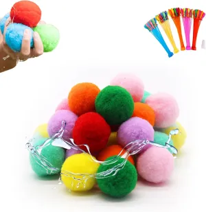 Kiddospace Reusable Water Sponge Balls With Water Filled Balloon, 2025 New Water Soaker Balloons Soft and Safe for Pool and Backyard Fun (30pcs(with 111pcs balloon))