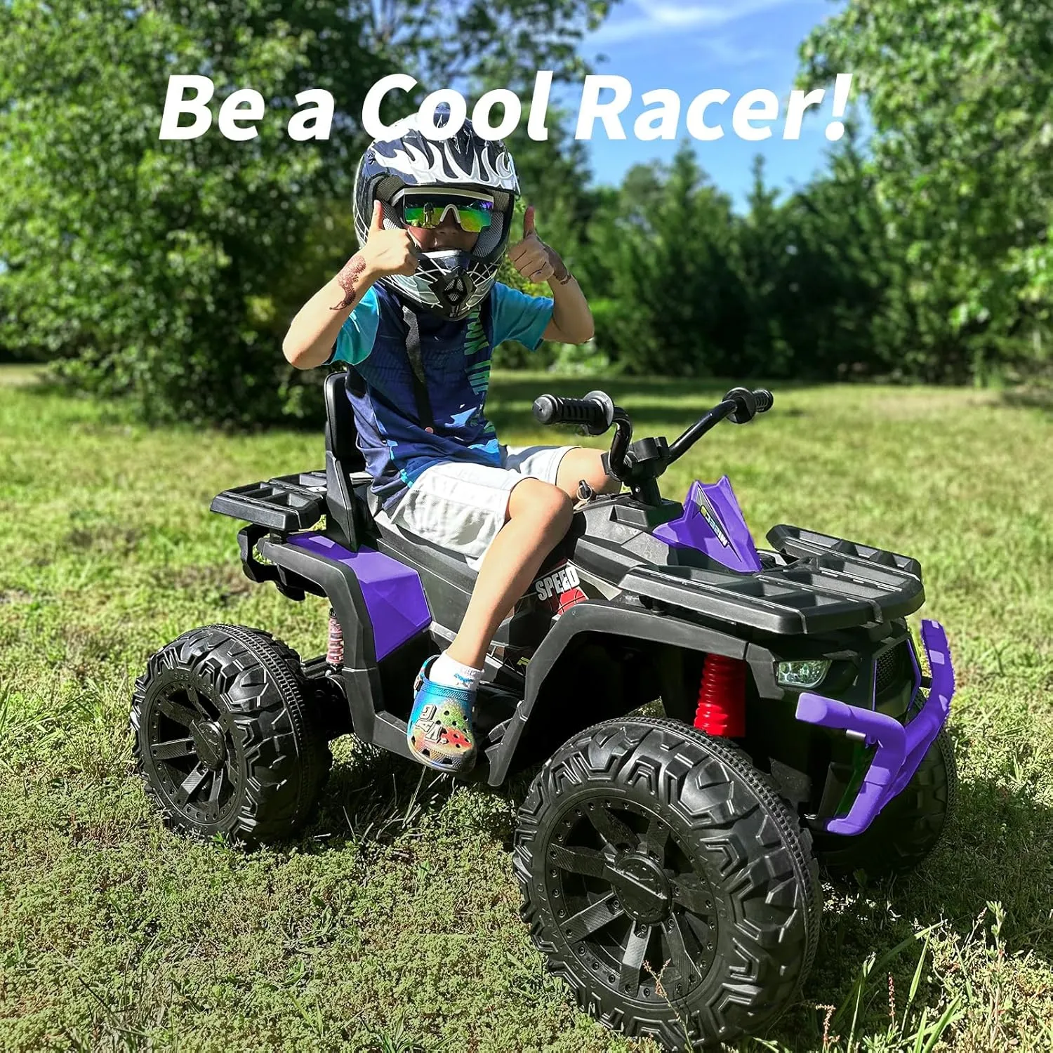 Kids ATV 4 Wheeler, 24V Ride On Toys Car for Big Kids with 400W Motor, 2 Seater - Purple