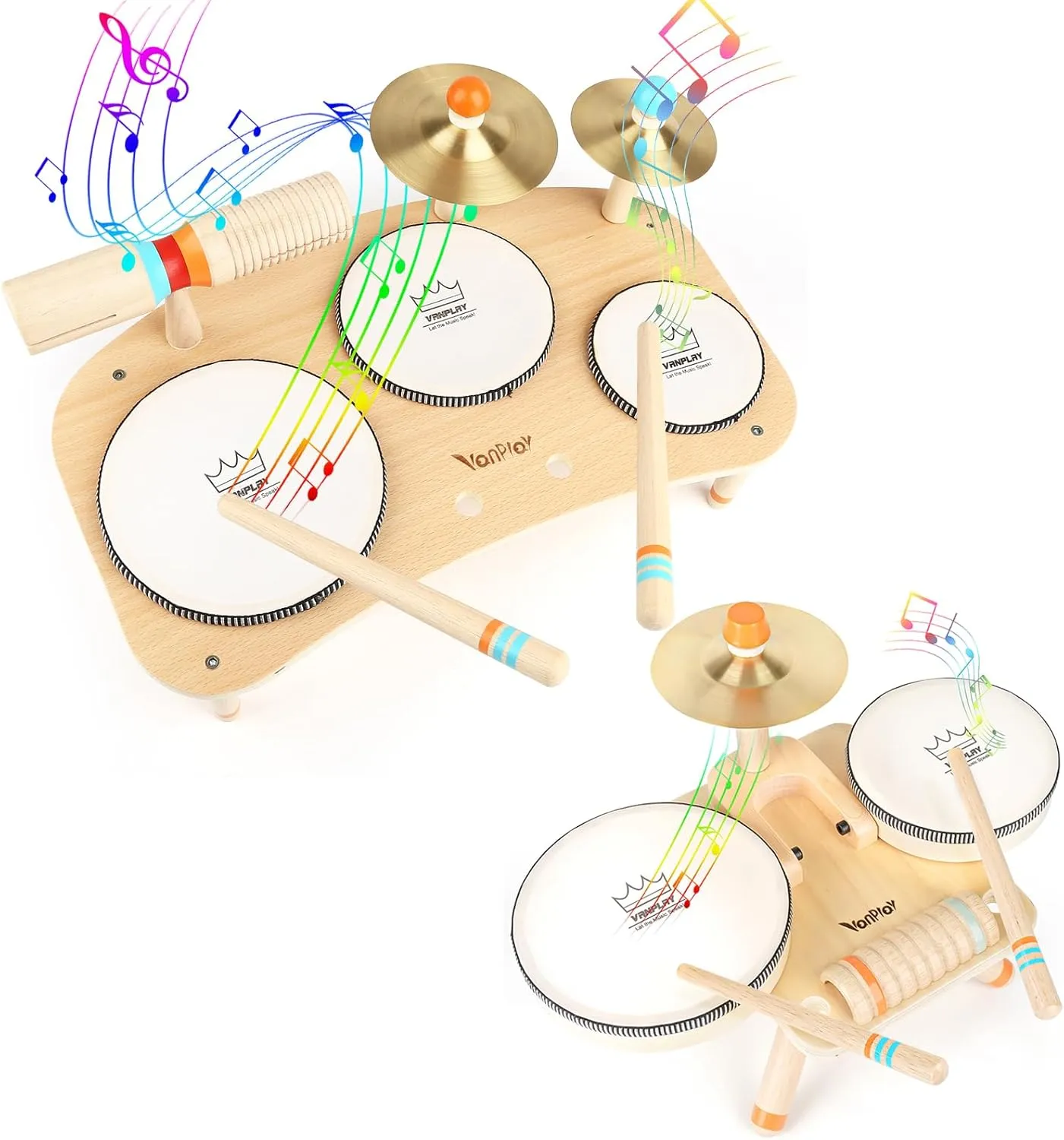 Kids Drum Set for Toddlers 1-3, All in One Musical Instruments - Wooden Musical Toys - Montessori Sensory Toys for 1 Year Old - Birthday Gifts for Girls Boys