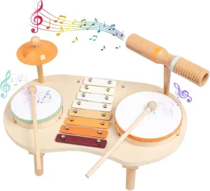 Kids Drum Set for Toddlers 3-5, Preschool Educational Baby Musical Toys, Wooden Musical Instruments for Kids Ages 5-9, Montessori Toys for 3  Year Old, Birthday Gifts for Girls Boys