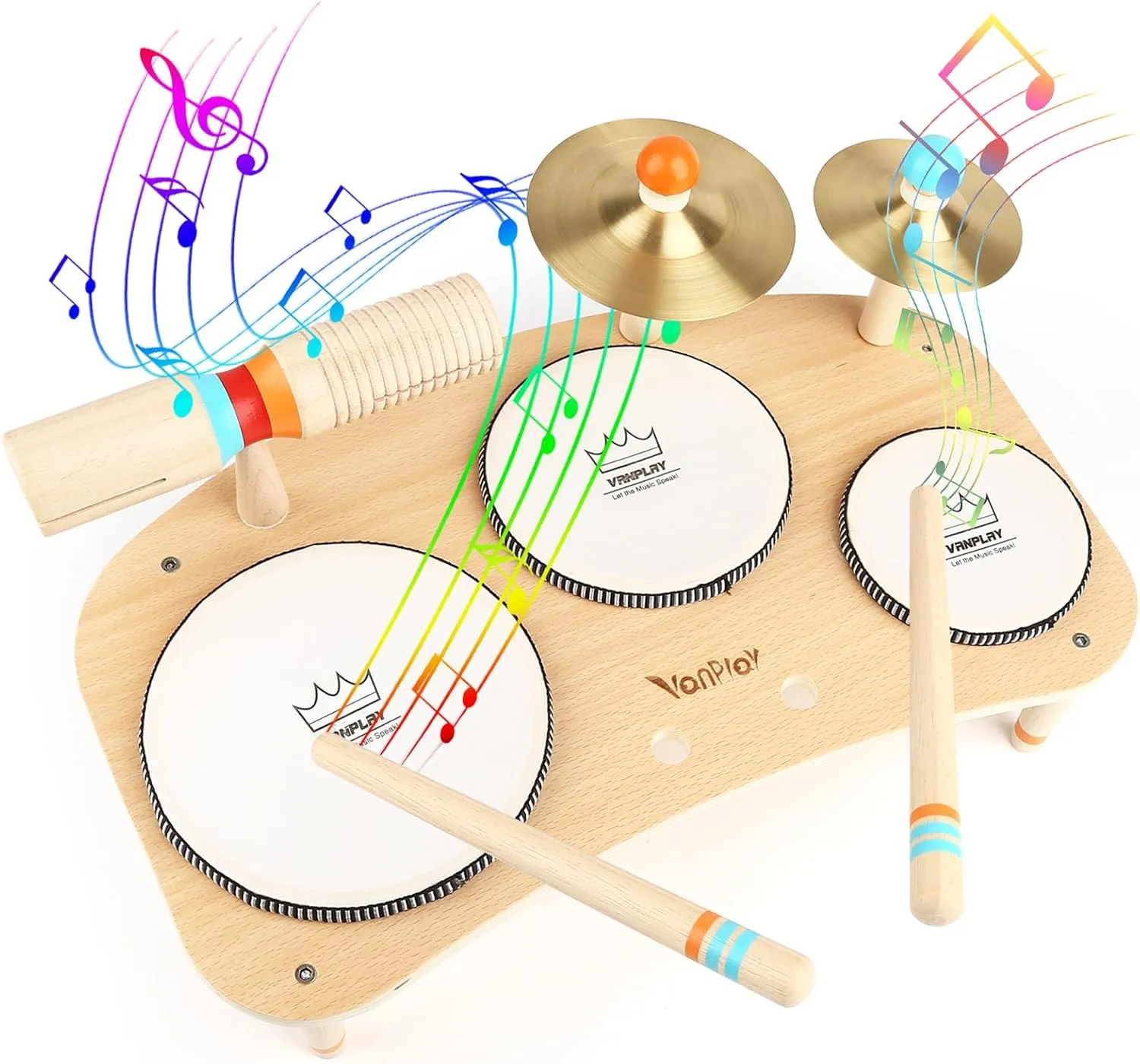 Kids Drum Set for Toddlers 3 , 8 in 1 Montessori Musical Instruments - Wooden Musical Toys for Baby Easter Christmas Birthday Gifts for Preschool Learning Music for Boys Girls Age 3 4 5 6