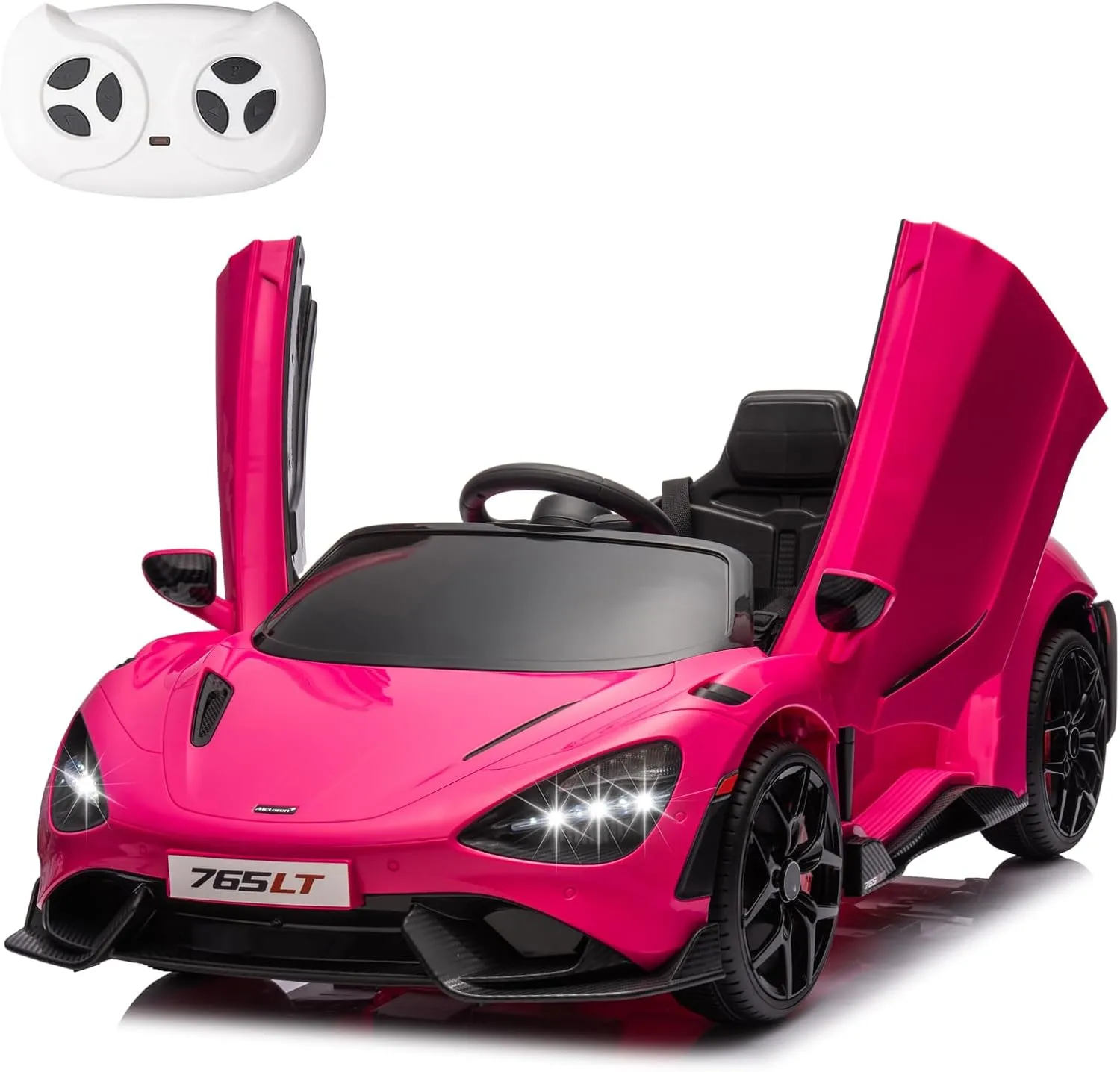 Kids Ride-on Car Licensed McLaren765LT for 3-6Years Old, Electric car 12V Battery Powered Electric Vehicle, w/Parent Remote, Music Player, LED Lights, Smooth Start, 3 Speeds, Pink