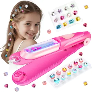 kidzkube Kids Hair Gem Stamper Kit, Quick Gems Hair Jeweler, Bling Hair Jewels for Girls Toys, Hair Styling Tool with Reusable Shining Diamonds, Birthday Gifts Toys for Girls Ages 3 4 5 6 8-12