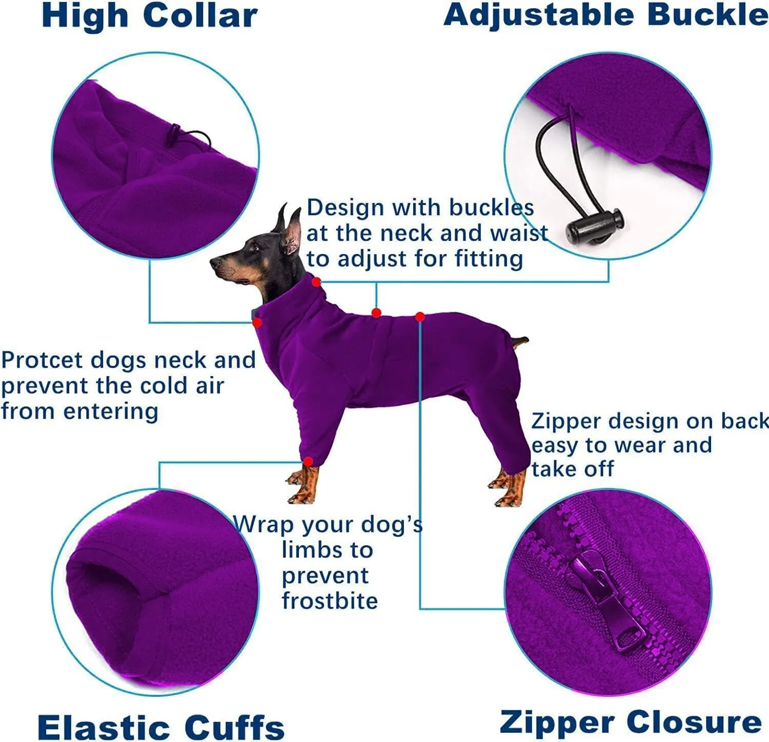 kims cosiart Dog Coat Dog Jackets Polar Fleece Pet Windproof Dog Sweater Pets Apparel Warm Fleece Padded Winter Dogs Coats Puppy Small Medium Large Dog Clothes for Dog Purple M