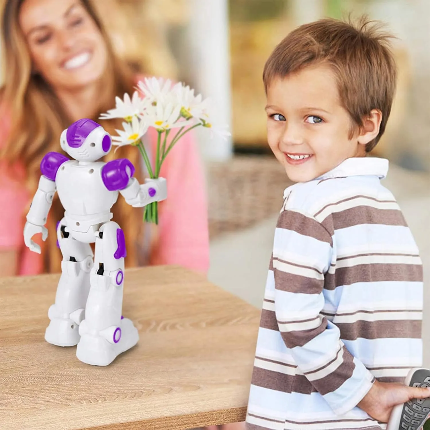 KingsDragon RC Robot Toys for Kids, Gesture & Sensing Programmable Remote Control Smart Robot for Age 3 4 5 6 7 8 Year Old Boys Girls Birthday Gift Present,Purple