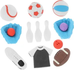 Kisangel 50pcs Boys and Girls Erasers Set Football Basketball Soccer Ball Shaped Erasers