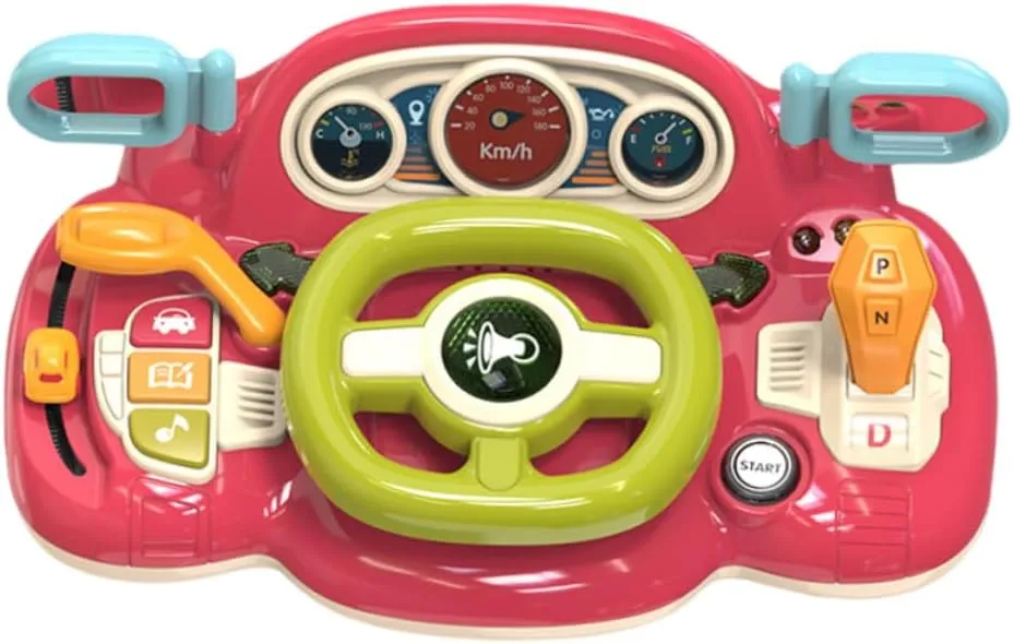 Kisangel Steering Wheel Toys for Boys and Girls Creative Driving Simulation Sound Light Realistic Plastic Toy Car Safe Fun Learning