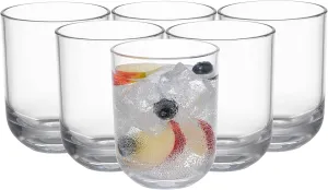 KLIFA- WASCO- 13 ounce, Set of 6, Acrylic Tumbler Drinking Glasses, BPA-Free, Plastic Drinkware, Dishwasher Safe Cups, Clear