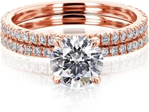 Kobelli 1.50 Carat IGI Round Lab Grown Diamond Wrap Basket Bridal Set