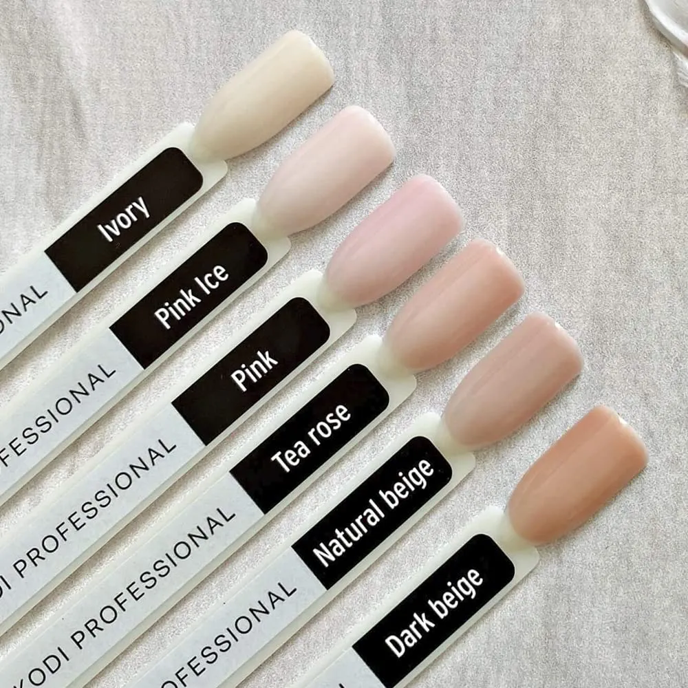 Kodi Professional Natural Rubber Base 12ml. (0.42 fl oz) Camouflage/Color, Pink, Beige, Rose, Ivory Gel LED/UV Nail Coat Soak Off Original   Gift Nail File (Rubber Base IVORY 7ml.)