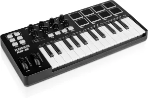 KOKKO MIDI Keyboard, Mini KB-25 25 Key MIDI Controller With 8 Backlit Drum Pads, 8 Knobs and Pitch Bend Wheel, Modulation Wheel for Music Production, Cubase LE Software Included
