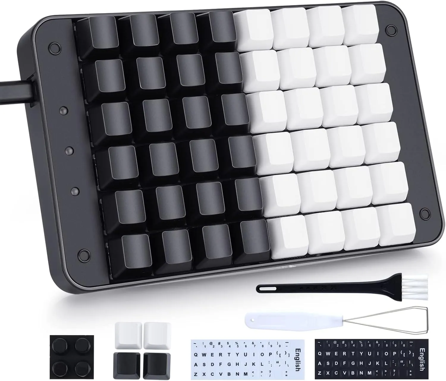 Koolertron One Handed Mechanical Gaming Keyboard, 48 Keys Fully Programmable Mini USB Macro Keyboard with OEM Gateron Red Switch, for Gamers/Designers/Video Editor