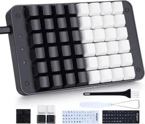 Koolertron One Handed Mechanical Gaming Keyboard, 48 Keys Fully Programmable Mini USB Macro Keyboard with OEM Gateron Red Switch, for Gamers/Designers/Video Editor