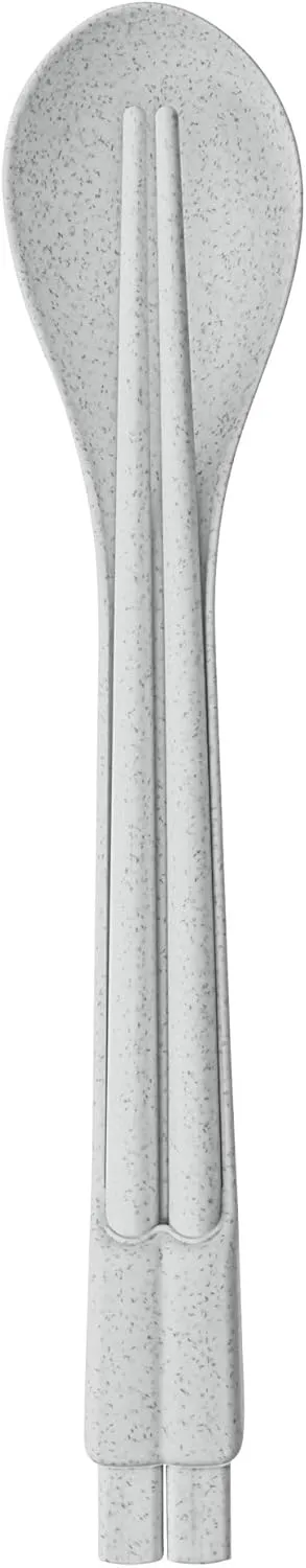 Koziol DYNASTY Spoon & Chop Stick Set, Chopsticks, Unbreakable, Made in Germany, Outdoor, Camping, Bento Box, Compact, 100% Recyclable, Plastic, Dishwasher Safe, Cogiol, Gray