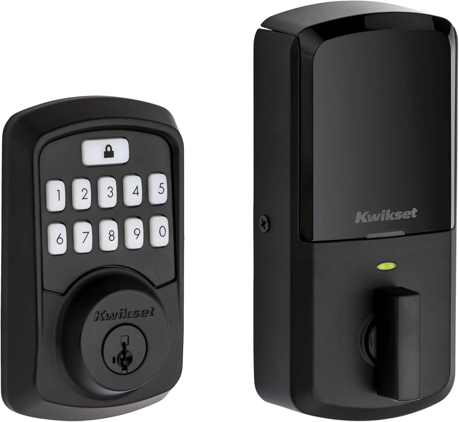 Kwikset 99420-003 Aura Bluetooth Programmable Keypad Door Lock Deadbolt Featuring SmartKey Security, Iron Black