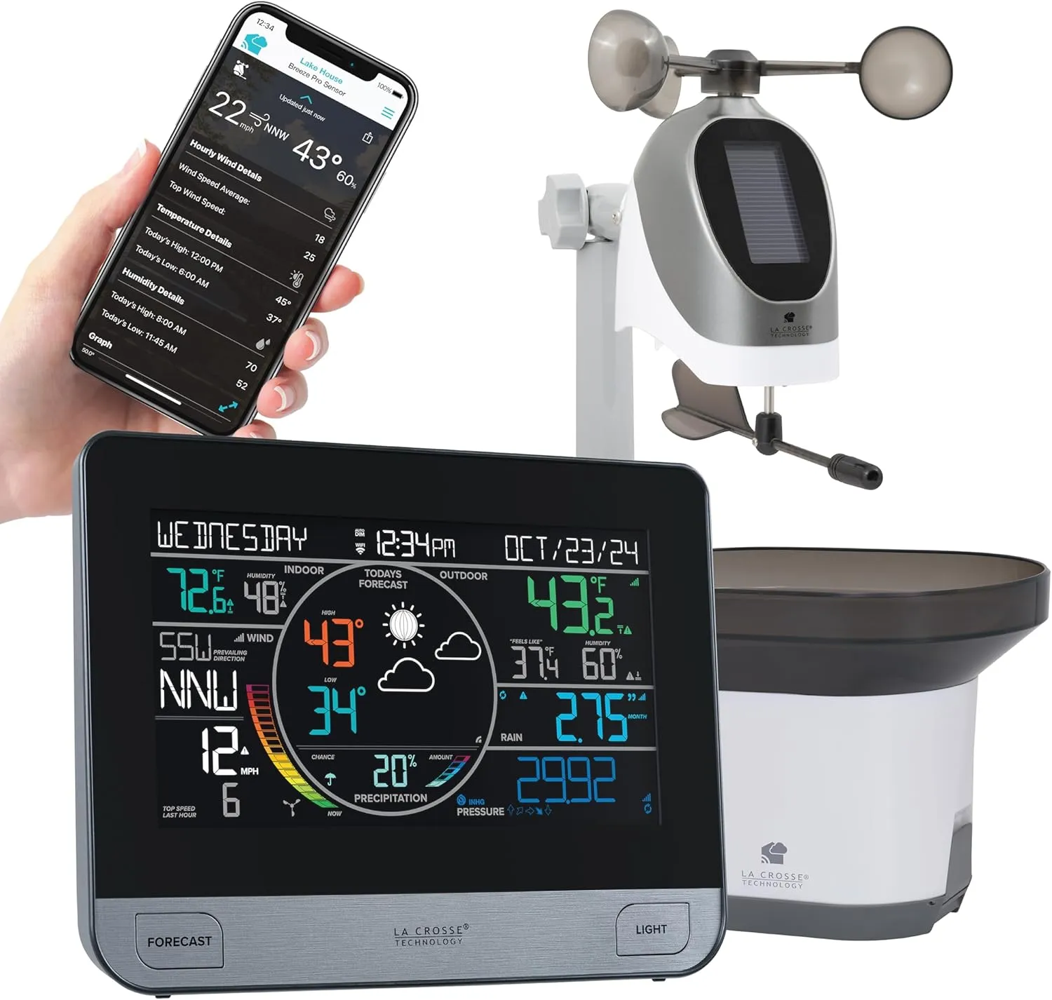 La Crosse Technology 328-69357-INT Wi-Fi Professional Weather Station, Black