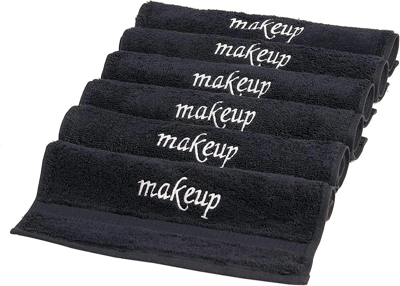LA HAMMAM 4 Pack 13" × 13" Super Soft Turkish Cotton Make Up Removal Towels & Washcloths | Highly Absorbent Towel | Luxury Makeup Remover Reusable Face Cloths | Facial & Skin Care Wash Cloth - Black