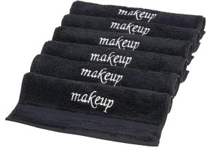 LA HAMMAM 6 Pack 13" × 13" Super Soft Turkish Cotton Make Up Removal Towels & Washcloths | Highly Absorbent Towel | Luxury Makeup Remover Reusable Face Cloths | Facial & Skin Care Wash Cloth - Black