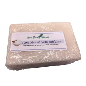 Lactic Acid Exfoliating Soap | 100% Natural | Anti-Aging | Dark Spot Remover | Moisturizing | By Bare Beauty Naturals (super chunky soap cut 7-8.9 oz, Sm Lo-Exfol Muslin)