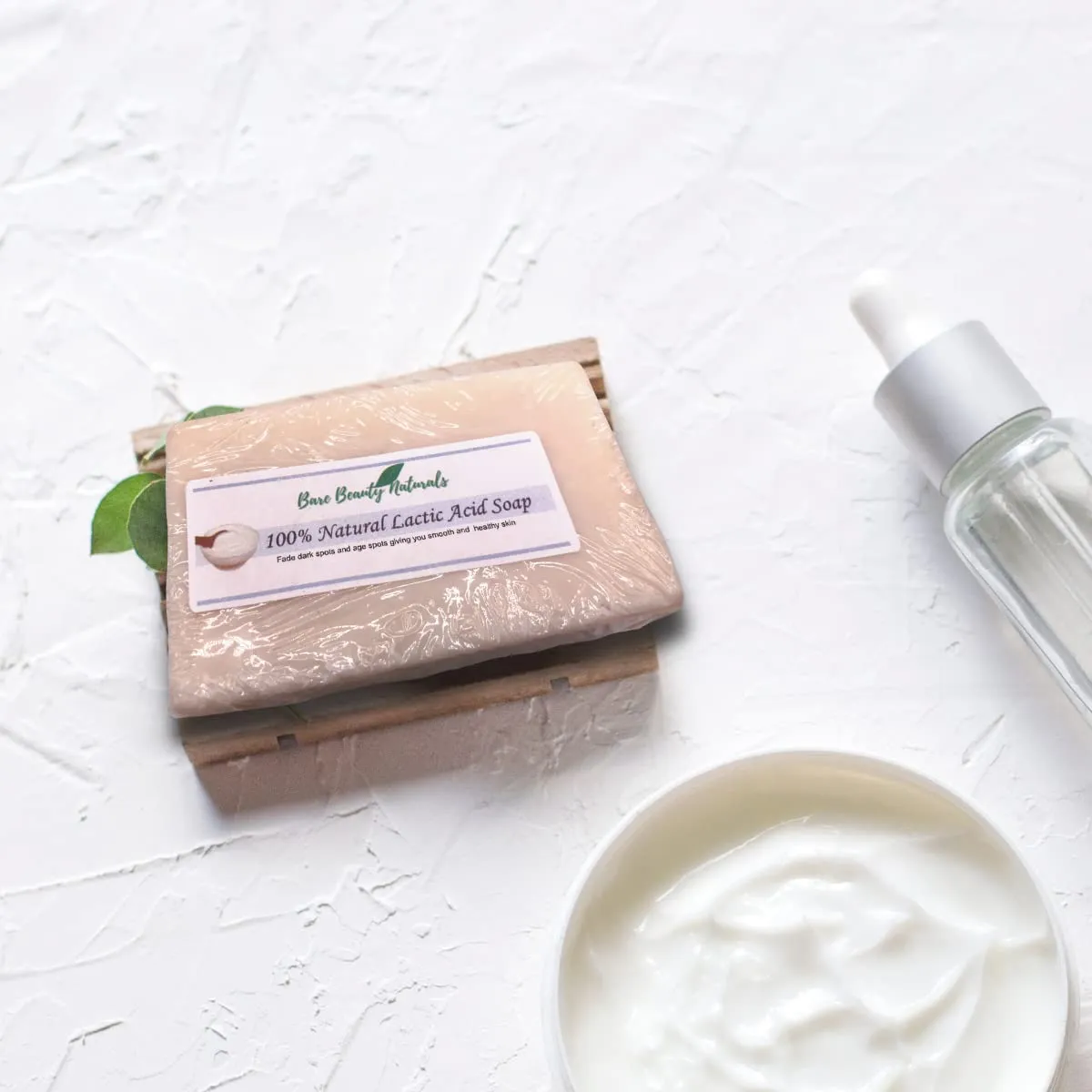 Lactic Acid Exfoliating Soap | 100% Natural | Anti-Aging | Dark Spot Remover | Moisturizing | By Bare Beauty Naturals (super chunky soap cut 7-8.9 oz, Sm Lo-Exfol Muslin)