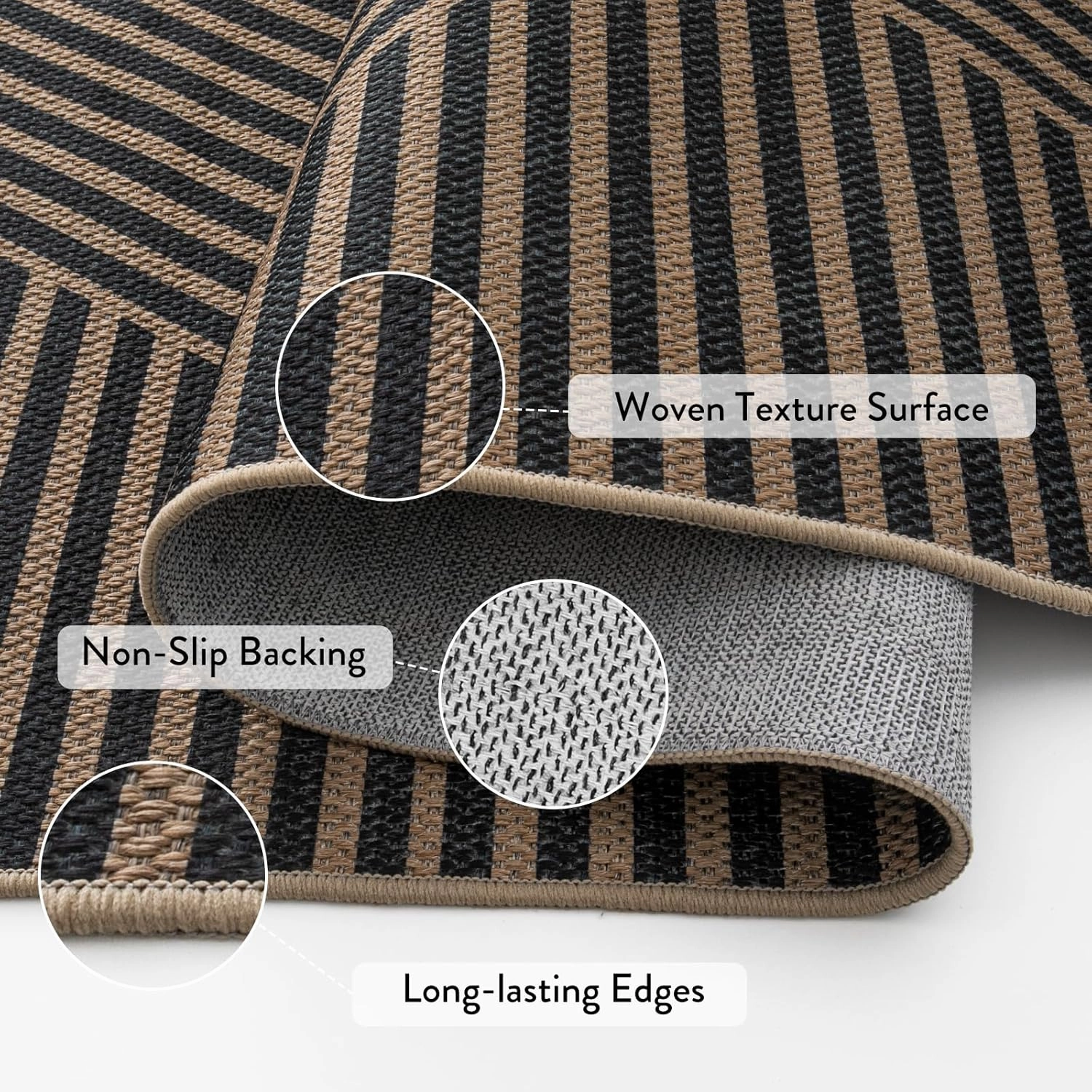 Lahome Modern Geometric Runner Rug, 2x6 Washable Rug Runners for Hallways Non Slip, Black Outdoor Carpet with Rubber Backing, Farmhouse Non Shedding Kitchen Mats for Floor Entryway