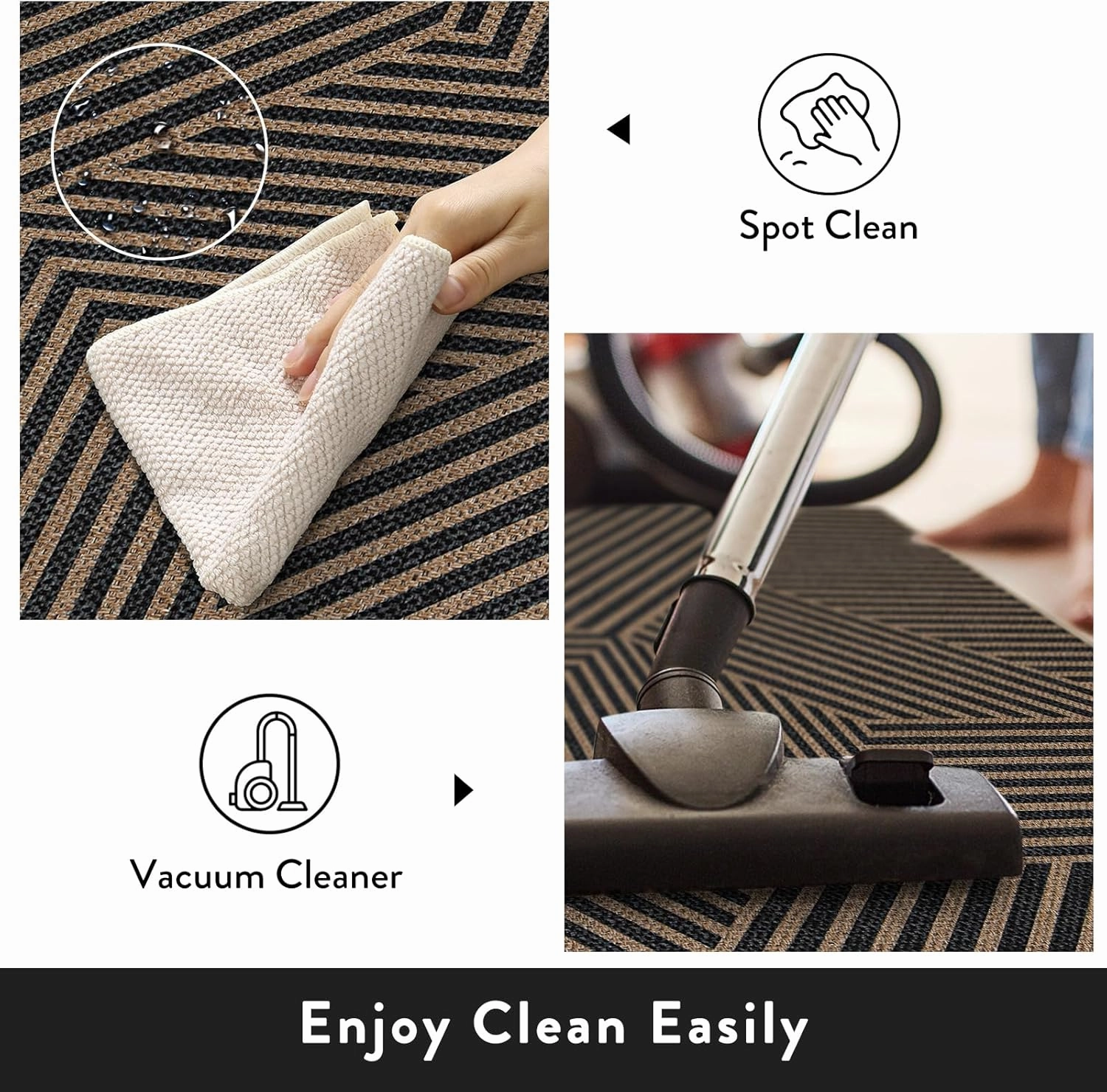 Lahome Modern Geometric Runner Rug, 2x6 Washable Rug Runners for Hallways Non Slip, Black Outdoor Carpet with Rubber Backing, Farmhouse Non Shedding Kitchen Mats for Floor Entryway