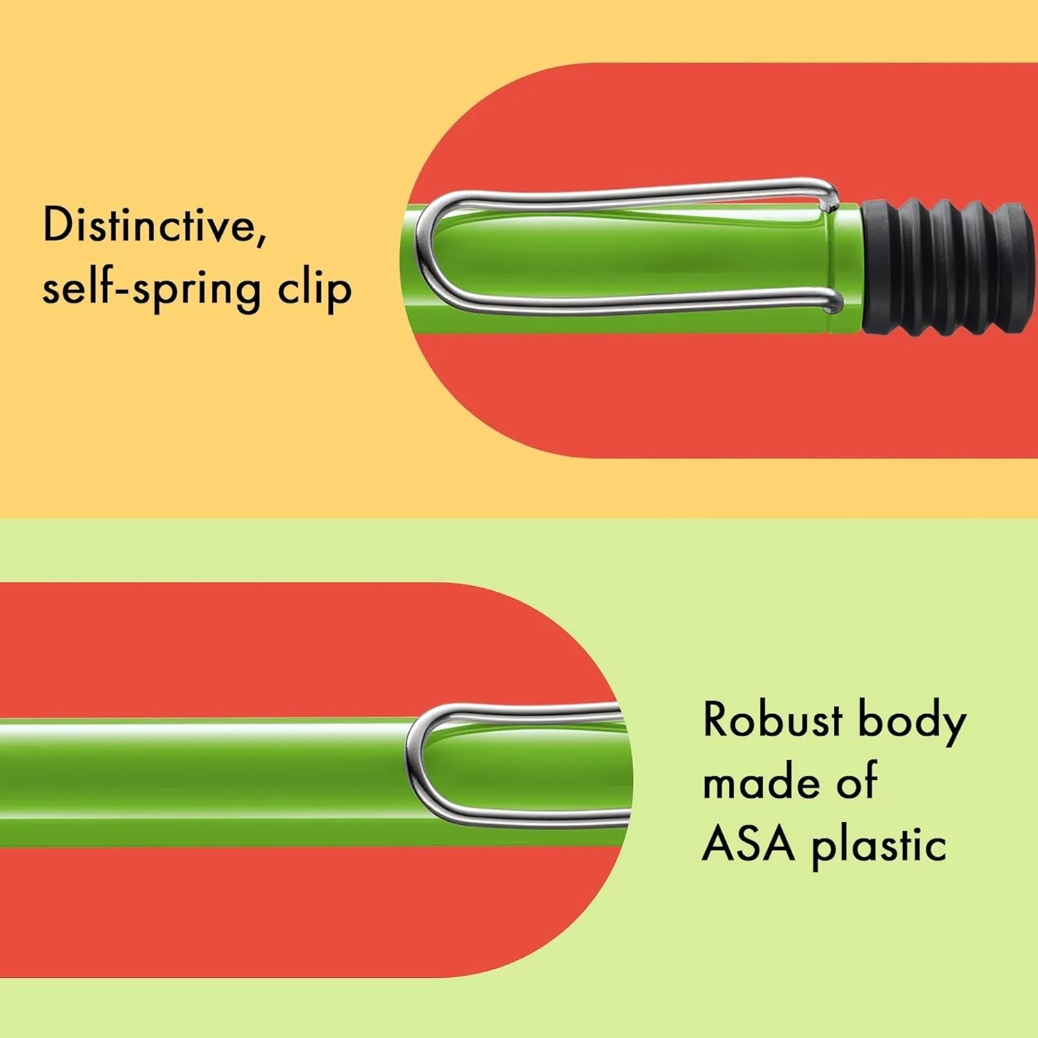 Lamy safari green - Ballpoint Pen with ergonomic grip & line width M - for pleasant long writing - made of robust ASA plastic – including large capacity refill M 16 in black