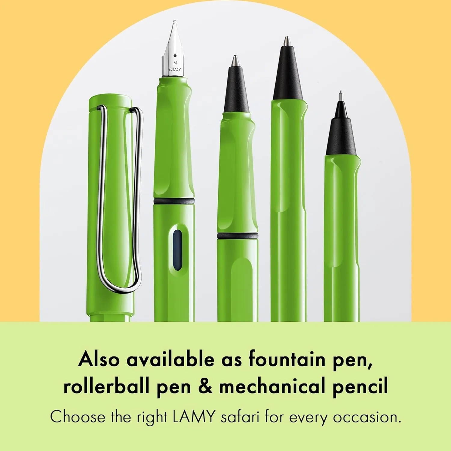 Lamy safari green - Ballpoint Pen with ergonomic grip & line width M - for pleasant long writing - made of robust ASA plastic – including large capacity refill M 16 in black