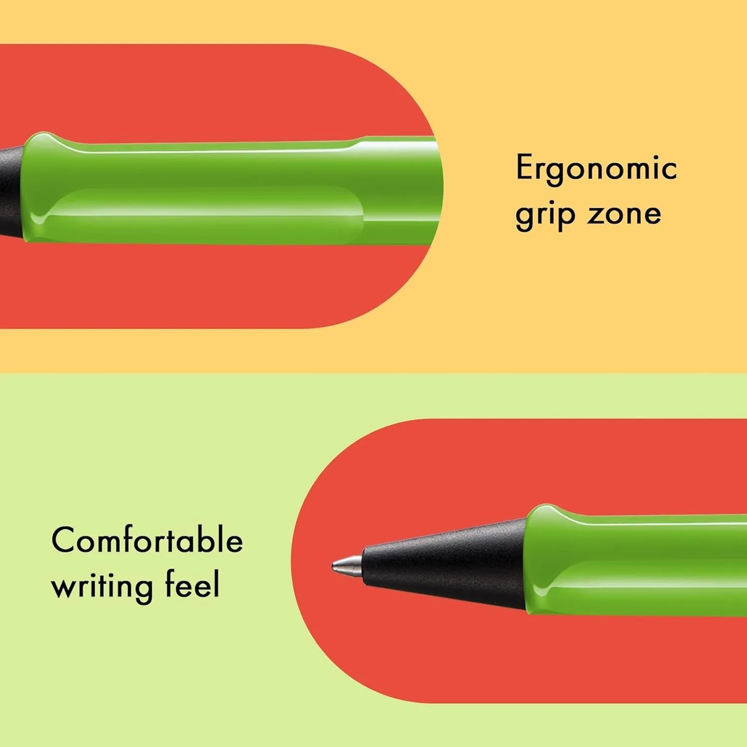 Lamy safari green - Ballpoint Pen with ergonomic grip & line width M - for pleasant long writing - made of robust ASA plastic – including large capacity refill M 16 in black