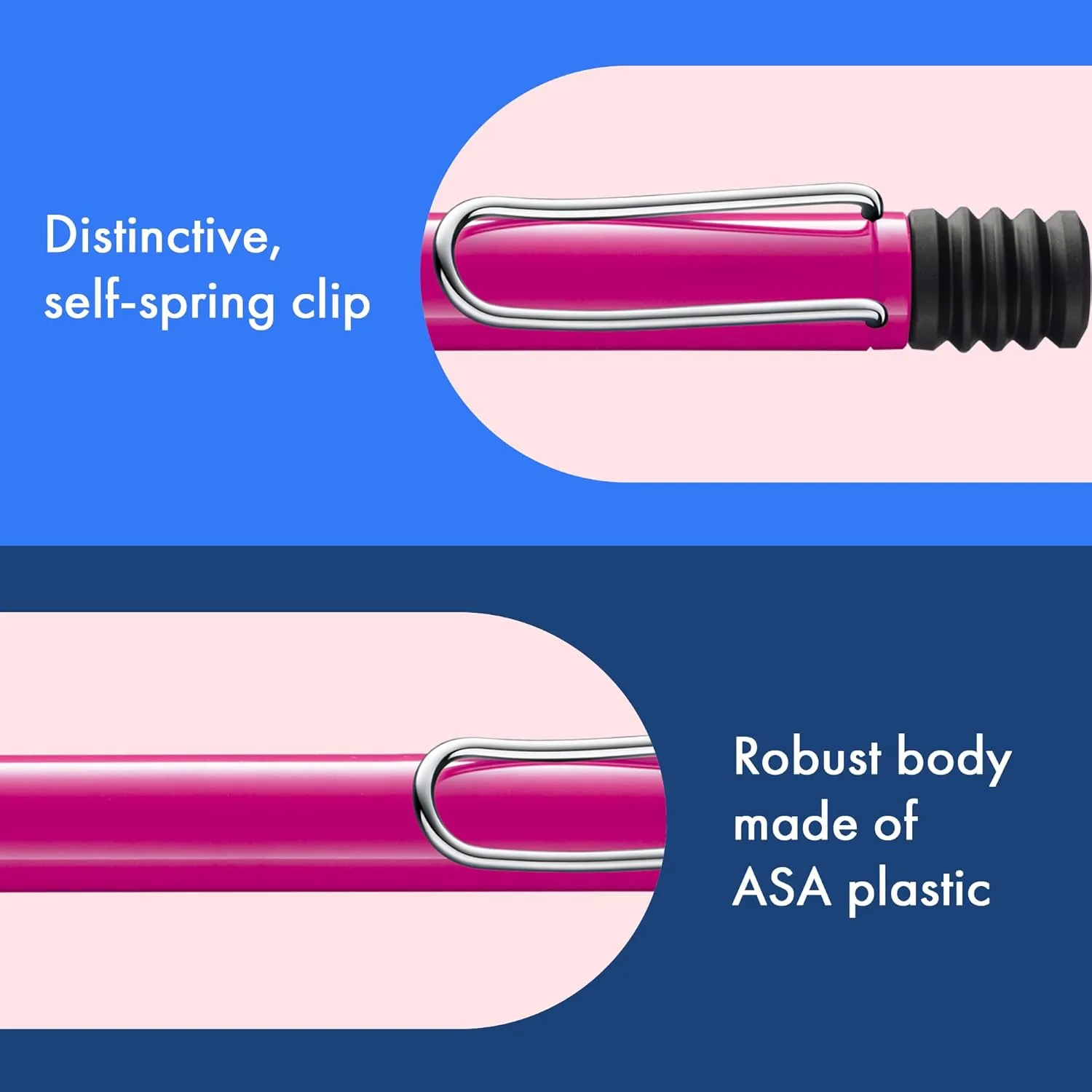 Lamy safari pink - Ballpoint Pen with ergonomic grip & line width M - for pleasant long writing - made of robust ASA plastic – including large capacity refill M 16 in black