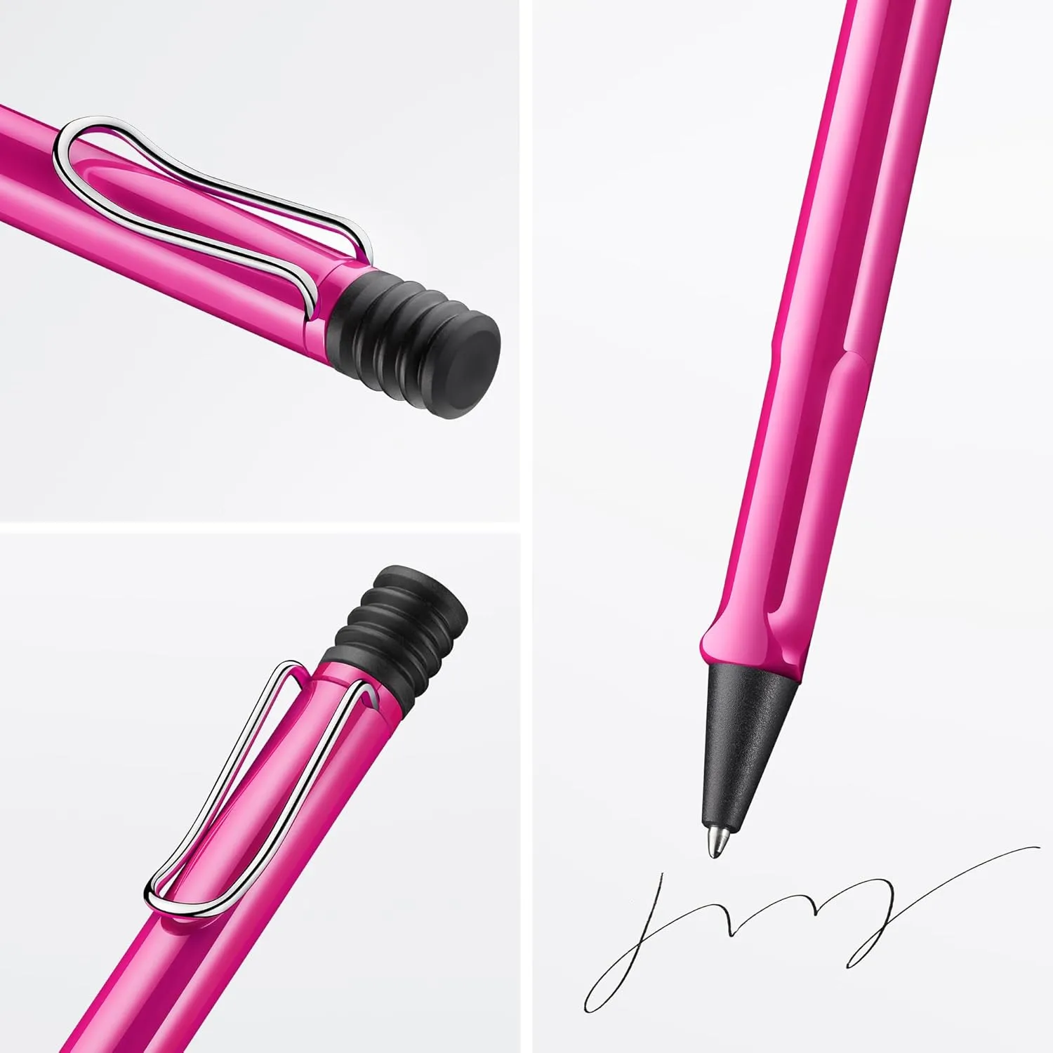 Lamy safari pink - Ballpoint Pen with ergonomic grip & line width M - for pleasant long writing - made of robust ASA plastic – including large capacity refill M 16 in black