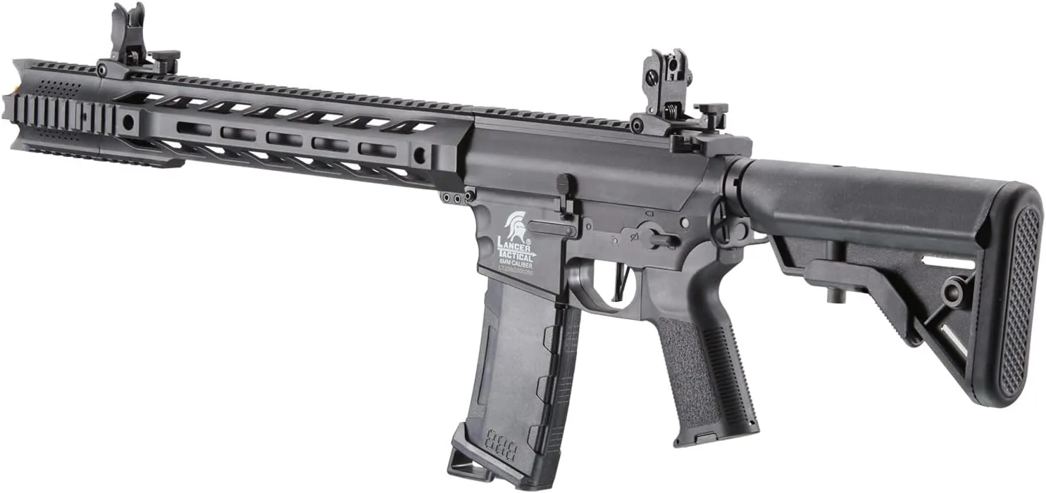 Lancer Tactical Gen 3 Airsoft Rifle Interceptor SPR M4 Nylon Polymer Airsoft AEG Gun with Programmable Fast Trigger & Mosfet