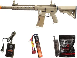 Lancer Tactical Gen 3 M4 Carbine SD 10'' Airsoft with Programmable Mosfet/ETU-Electric Full/Semi-Auto AEG Rifle (Lipo Battery & Charger Included)