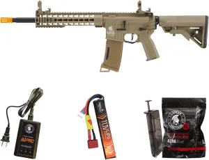 Lancer Tactical Gen 3 Programmable Trigger 10'' Keymod Lightweight Durable Polymer M4 Airsoft AEG with Lipo Battery & Charger (ETU & MOSFET Included)