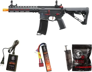 Lancer Tactical Gen 3 Programmable Trigger Archon MLOCK 9" Lightweight Durable Polymer M4 Airsoft MLOK AEG w/Lipo Battery & Charger (ETU & MOSFET Included)